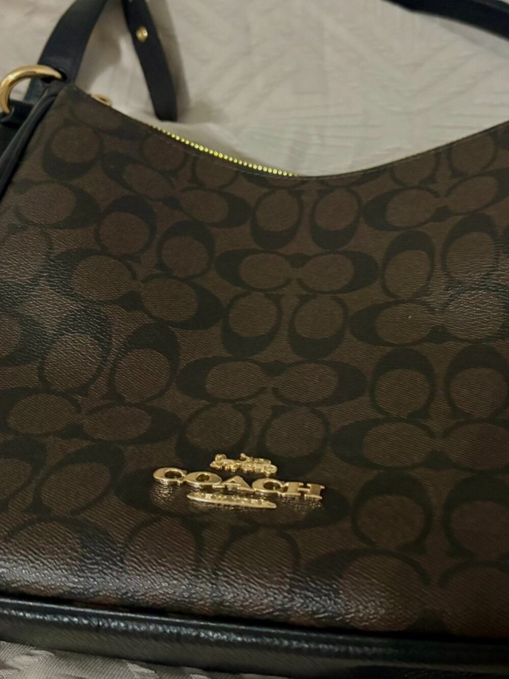 Coach Brown Signature Monogram Crossbody Shoulder Bag